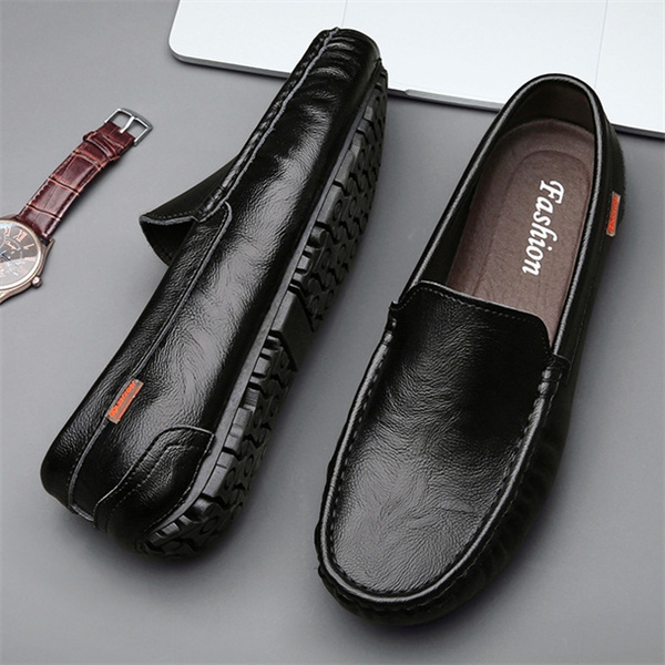 Genuine leather comfortable and casual slip-on loafers
