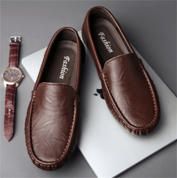 Genuine leather comfortable and casual slip-on loafers