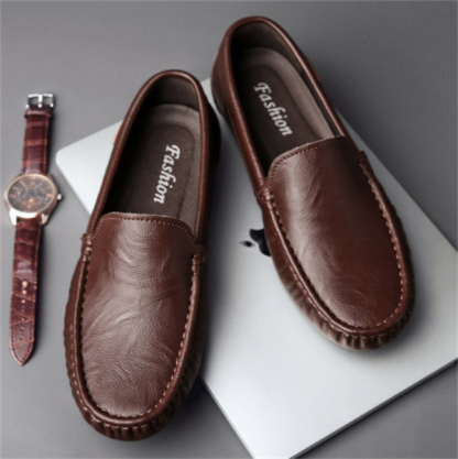 Genuine leather comfortable and casual slip-on loafers