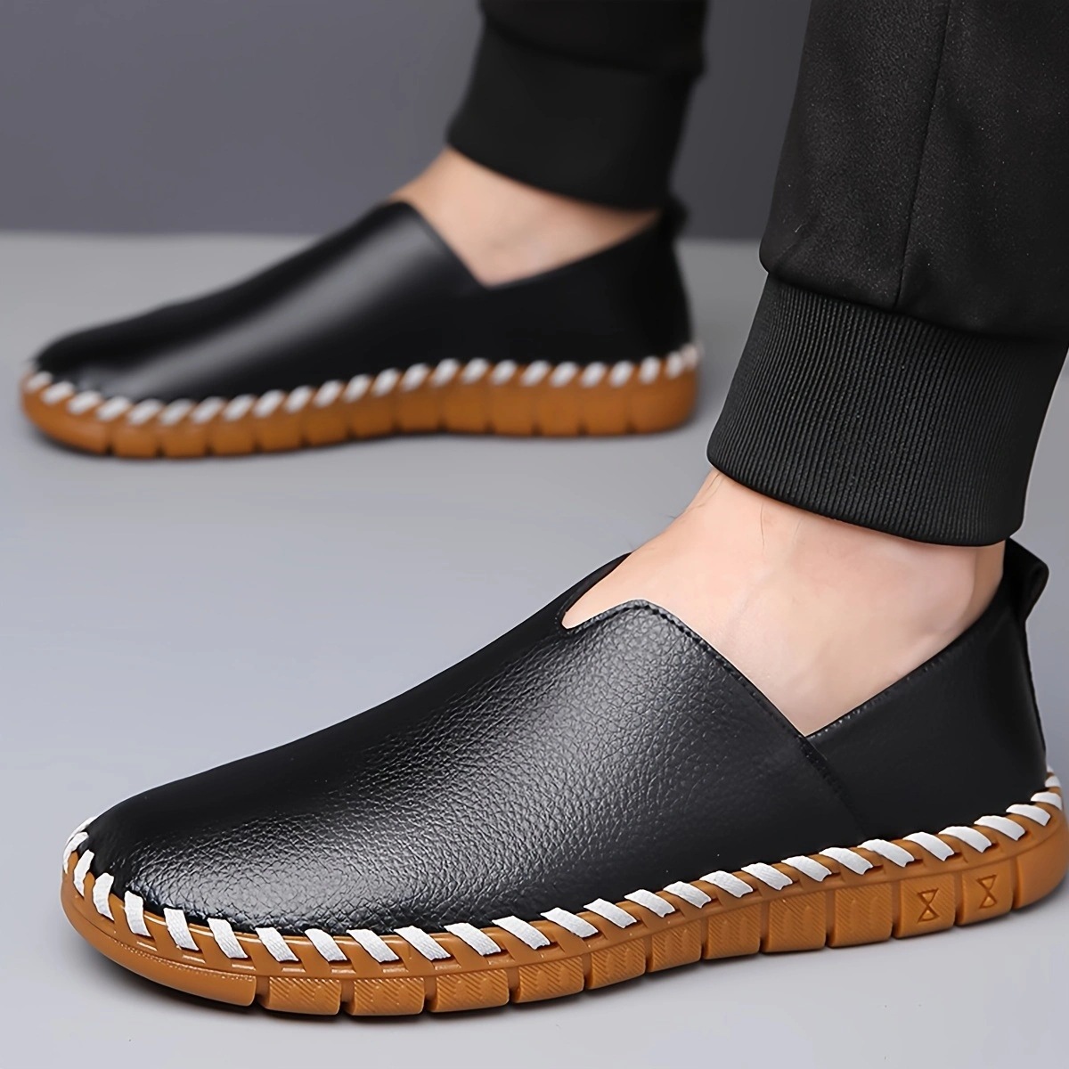 Men's genuine leather handmade soft sole casual loafers
