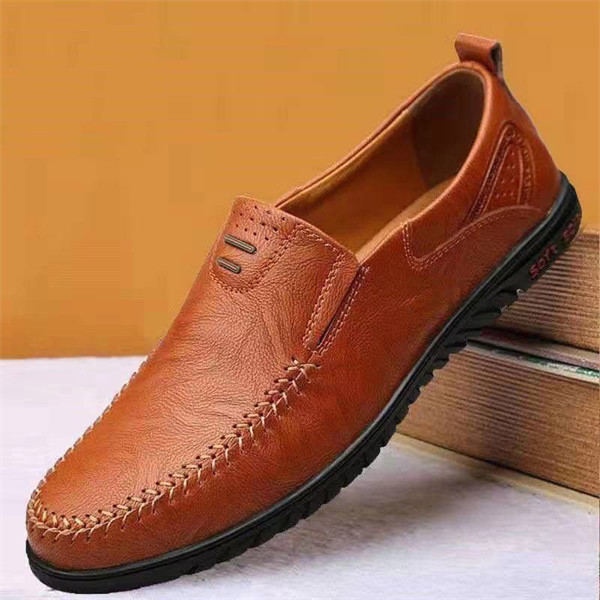 Mens Genuine Leather Soft Insole Casual Business Slip On Loafers