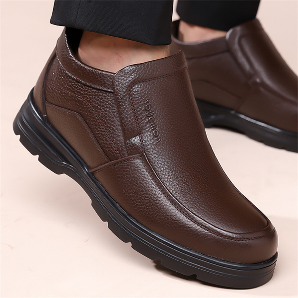 Men's Genuine Leather Waterproof Wool Lined Soft-Sole Loafers | Warm & Comfortable