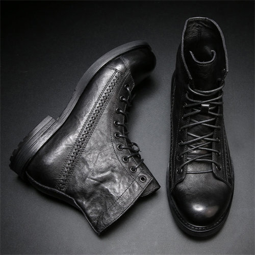 Mens Genuine Leather Waterproof Non-slip Arch Support Hiking Casual Chukka Boots