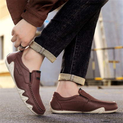 Men's Genuine Leather Padded, Non-Slip, Comfortable Casual Loafers