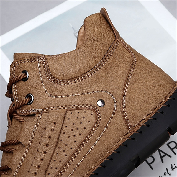 Men's genuine leather handmade non-slip waterproof soft sole casual shoes-MENSZONES