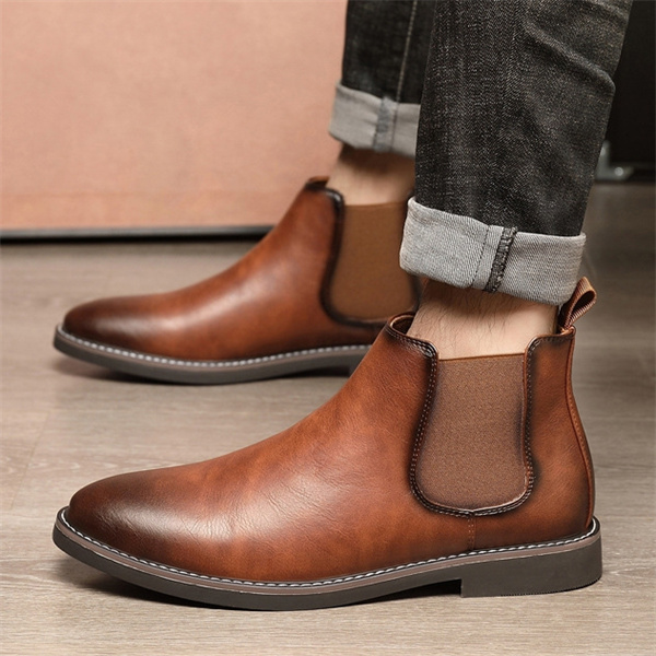 Men's genuine leather non-slip comfortable Chelsea shoes-MENSZONES