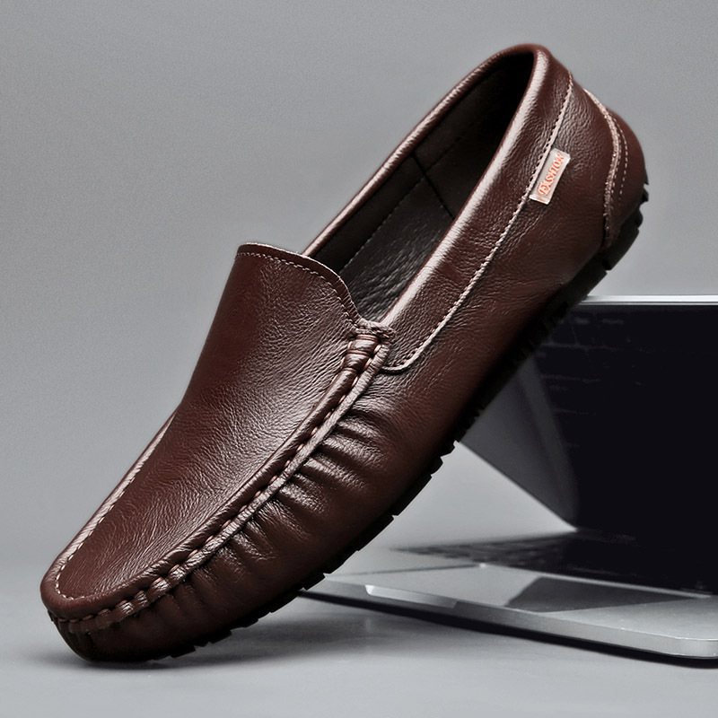 Genuine leather comfortable and casual slip-on loafers