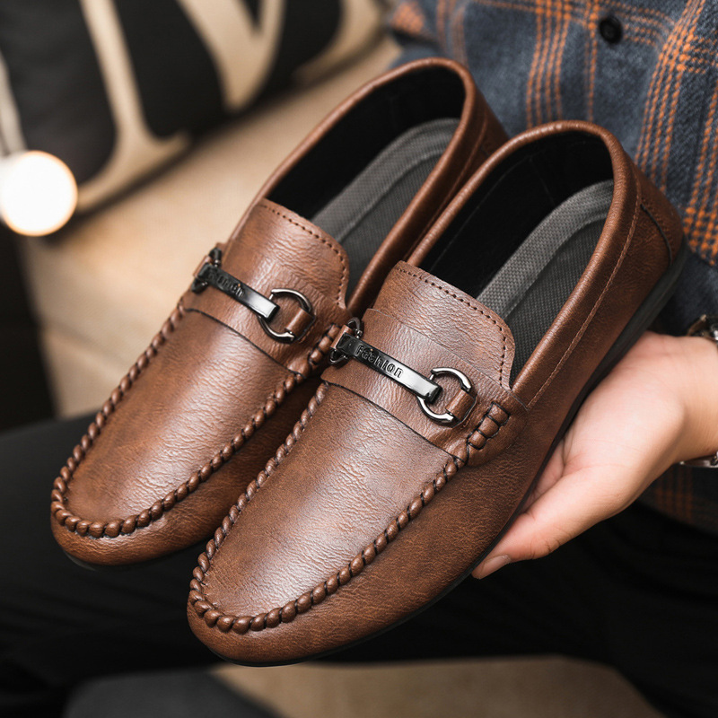 Men's leather comfortable casual slip-on loafers