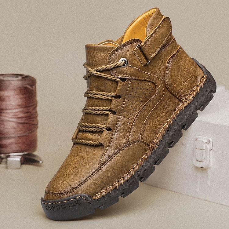 Men's genuine leather handmade non-slip waterproof soft sole casual shoes