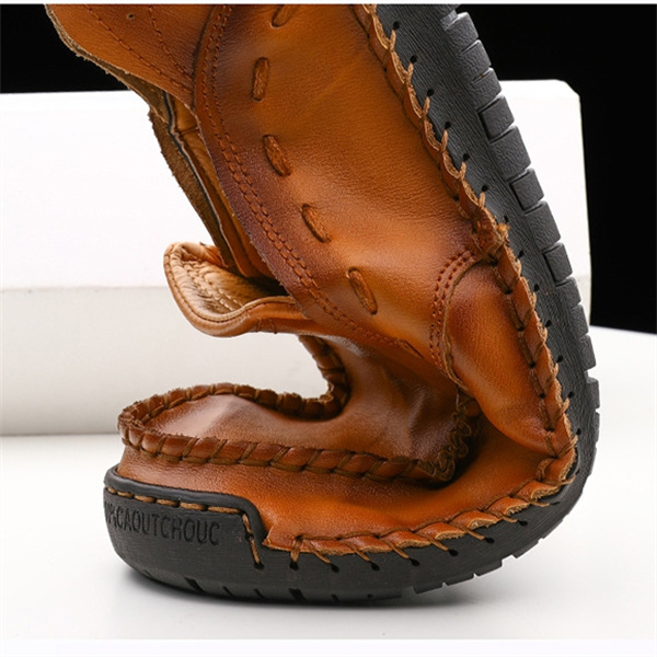 Men's genuine leather handmade soft-soled non-slip casual loafers