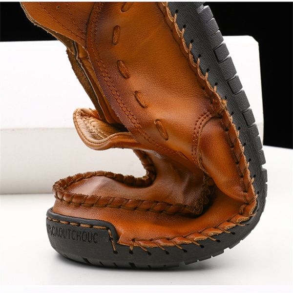 Men's genuine leather handmade soft-soled non-slip casual loafers