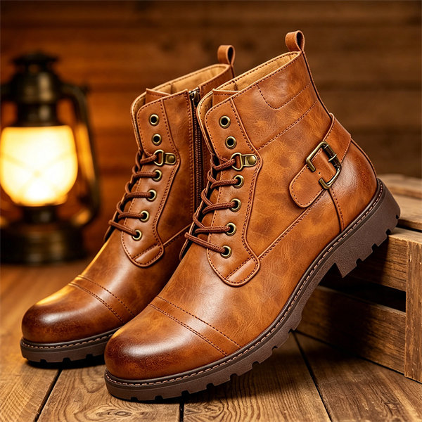 [Copy]Mens Genuine Leather Waterproof Non-slip Arch Support Hiking Casual Chukka Boots