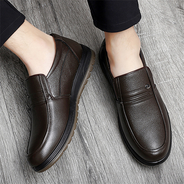 Men's leather soft sole casual loafers-MENSZONES