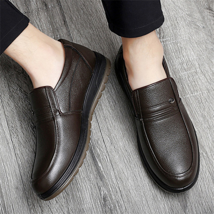 Men's leather soft sole casual loafers-MENSZONES
