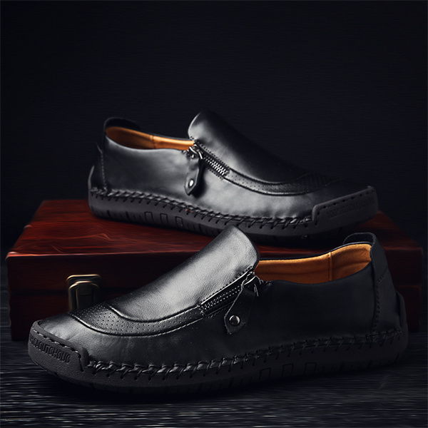 Men's Waterproof Handmade Side Zipper Casual Comfort Loafers-MENSZONES