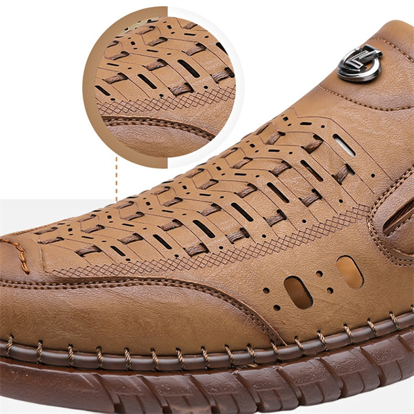 Men's genuine leather handmade non-slip soft sole casual sandals