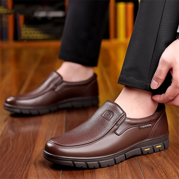 Men’s Genuine Leather Loafers | Slip-On Business Casual Shoes