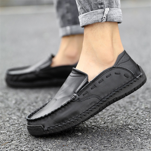 Men's genuine leather handmade soft-soled non-slip casual loafers