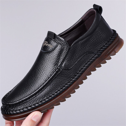 Men's Genuine Leather Non-slip Soft Sole Arch Support Casual Loafers