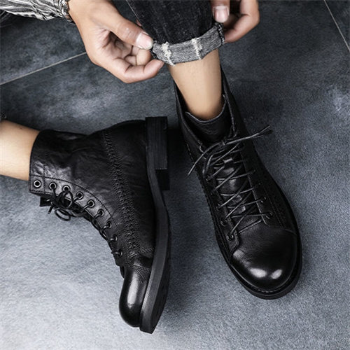 Mens Genuine Leather Waterproof Non-slip Arch Support Hiking Casual Chukka Boots