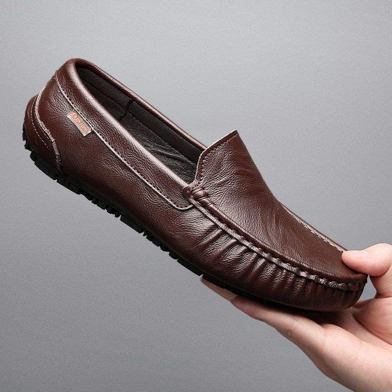 Genuine leather comfortable and casual slip-on loafers