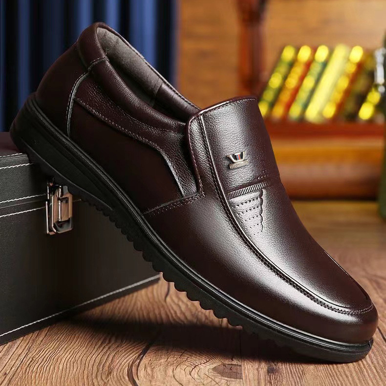 Men's genuine leather non-slip soft sole casual business shoes-MENSZONES