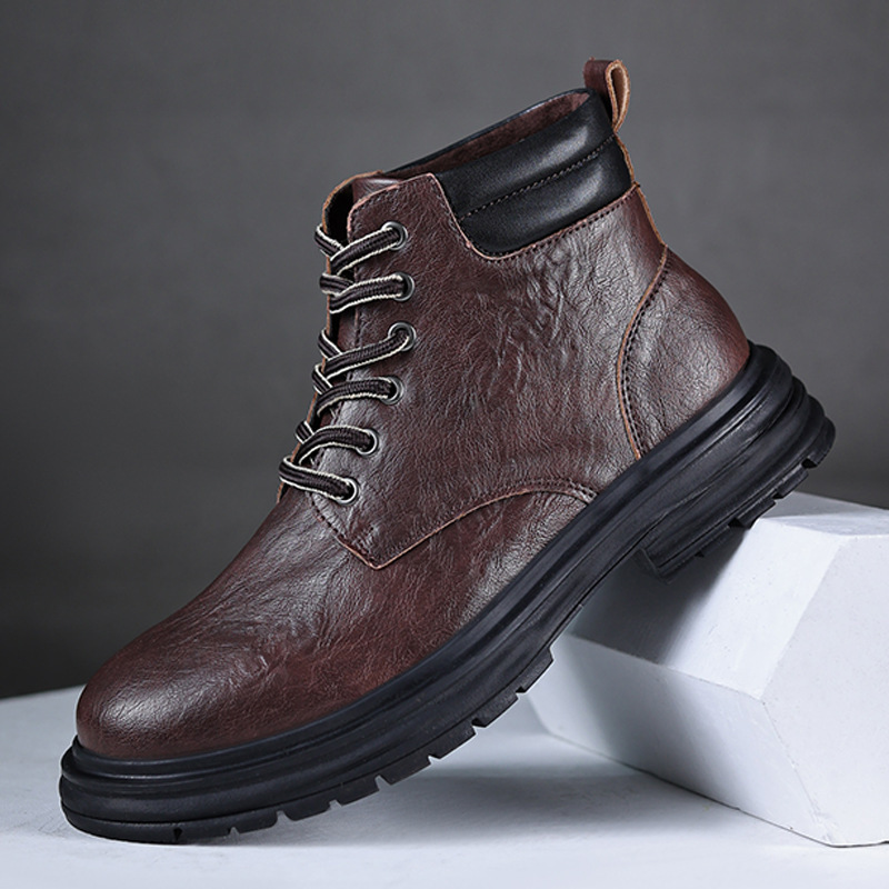 Men's Genuine Leather Waterproof Non-slip Casual Chukka Boots-MENSZONES