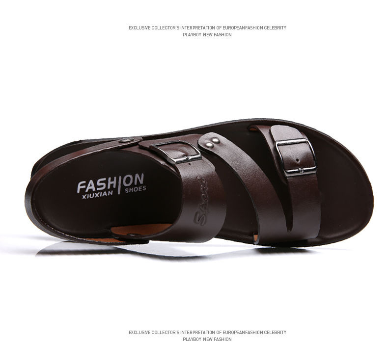 Mens Casual Comfy Soft Sole Non-Slip  Leather Sandals-MENSZONES