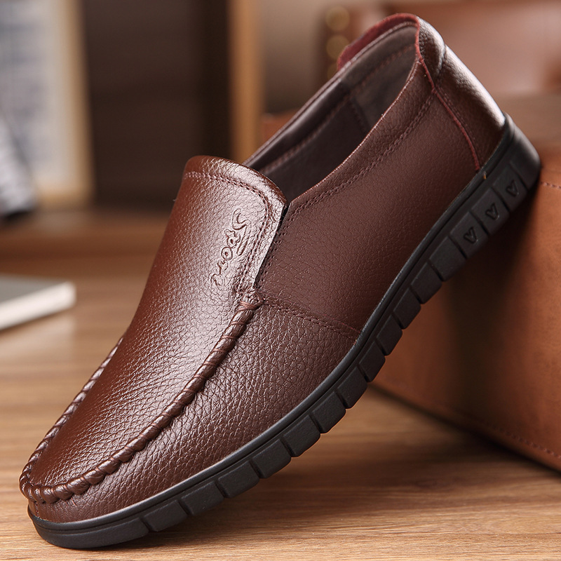 Men's genuine leather soft insole non-slip slip-on loafers-MENSZONES