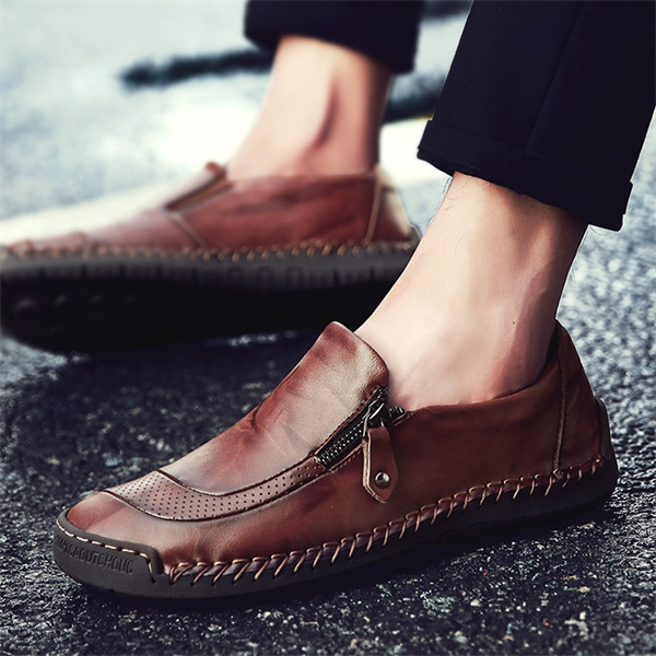 Men's Waterproof Handmade Side Zipper Casual Comfort Loafers