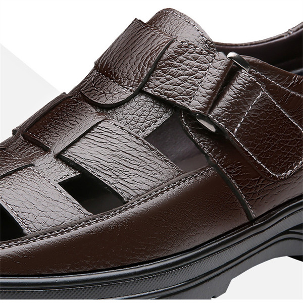 Men's outdoor casual genuine leather comfortable non-slip sandals-MENSZONES