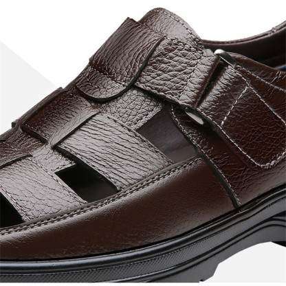 Men's outdoor casual genuine leather comfortable non-slip sandals-MENSZONES