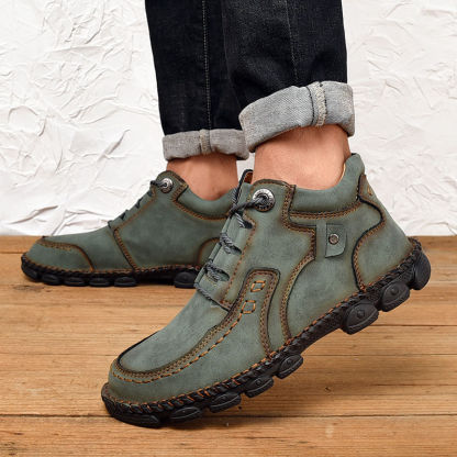 Men's hand-stitched fleece lined non-slip soft sole leather booties-MENSZONES