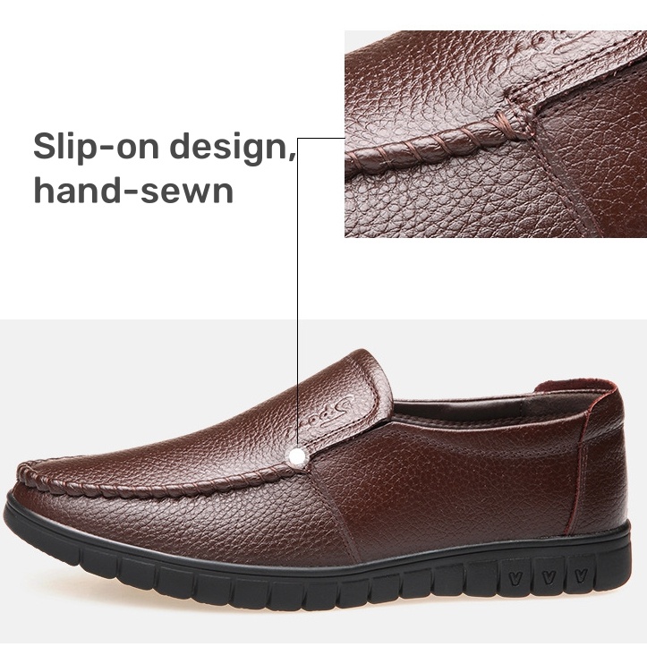 Men's genuine leather soft insole non-slip slip-on loafers-MENSZONES