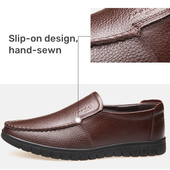 Men's genuine leather soft insole non-slip slip-on loafers-MENSZONES