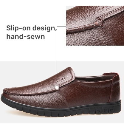 Men's genuine leather soft insole non-slip slip-on loafers-MENSZONES
