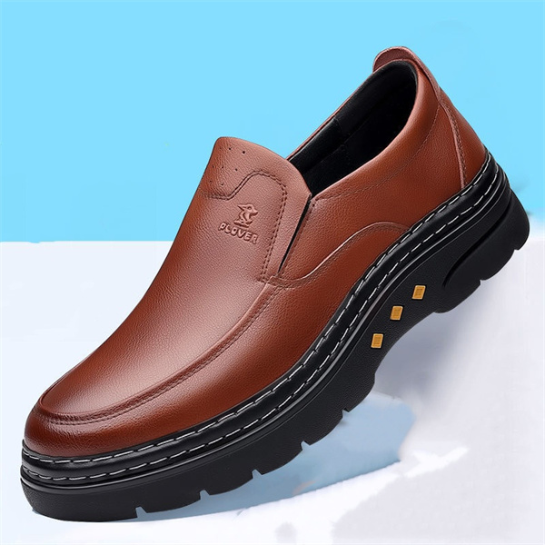 Men's genuine leather non-slip soft insole arch support casual loafers-MENSZONES