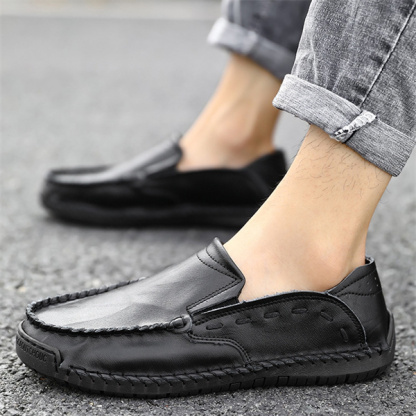 Men's genuine leather handmade soft-soled non-slip casual loafers