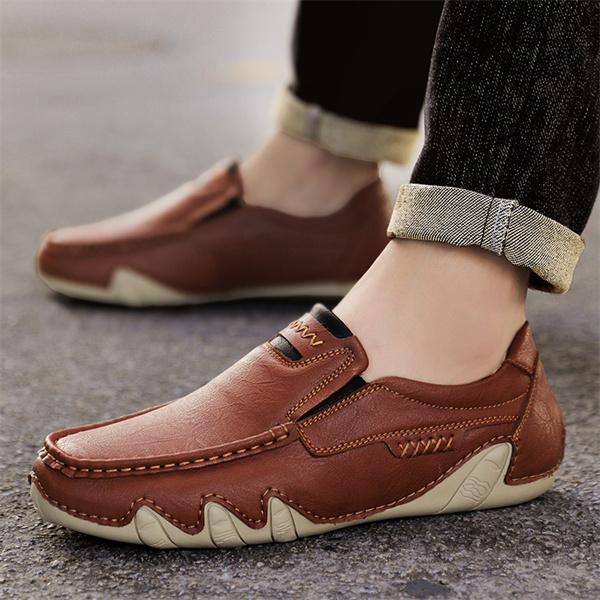Men's Genuine Leather Padded, Non-Slip, Comfortable Casual Loafers
