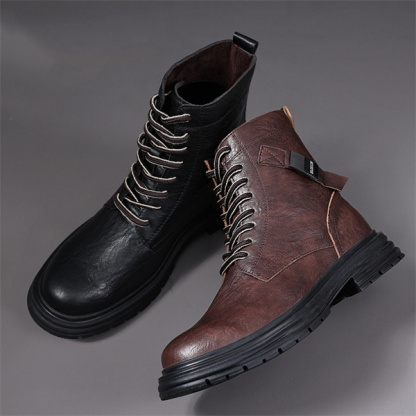 Men's Genuine Leather Waterproof Non-slip Casual Chukka Boots-MENSZONES