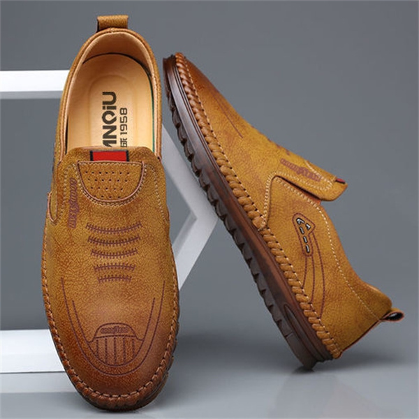 Men's genuine leather soft sole driving shoes casual loafers