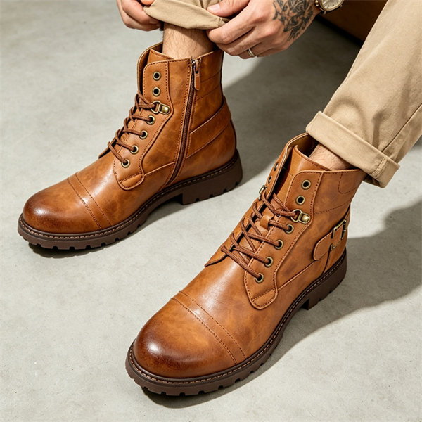 [Copy]Mens Genuine Leather Waterproof Non-slip Arch Support Hiking Casual Chukka Boots
