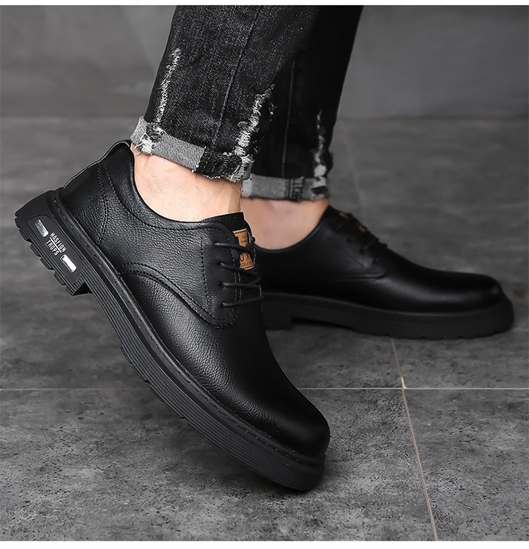 Men's stylish genuine leather non-slip waterproof martin shoes-MENSZONES