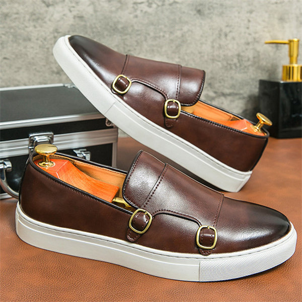 Men's leather fashion luxury casual shoes-MENSZONES