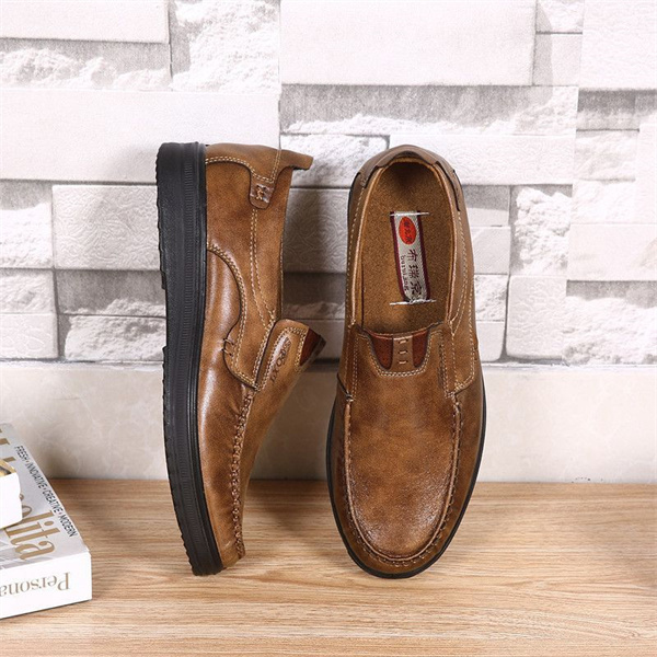 Mens Soft Insole Casual Comfortable Leather Slip On Loafers-MENSZONES