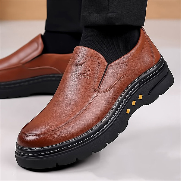 Men's genuine leather non-slip soft insole arch support casual loafers-MENSZONES