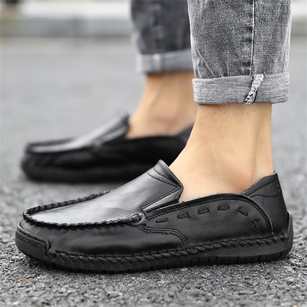 Men's genuine leather handmade soft-soled non-slip casual loafers