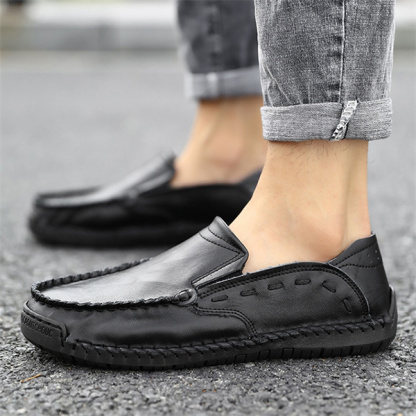 Men's genuine leather handmade soft-soled non-slip casual loafers