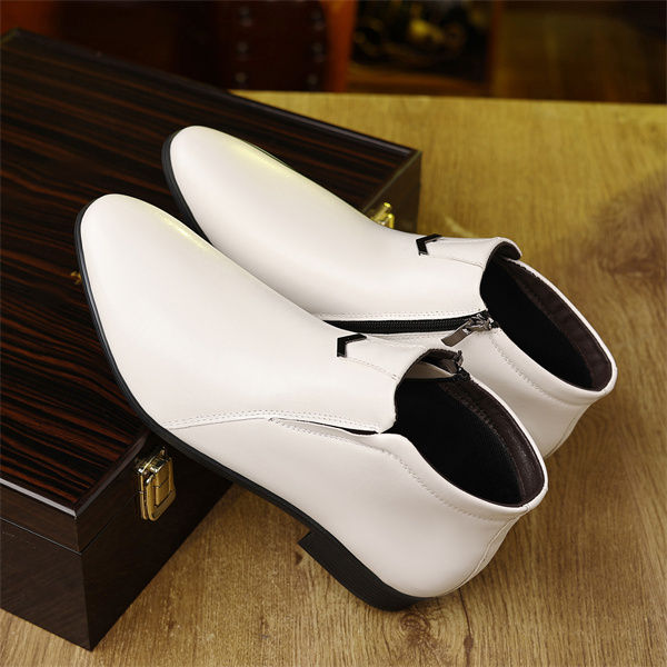 Men's genuine leather zipper comfortable casual business leather shoes-MENSZONES