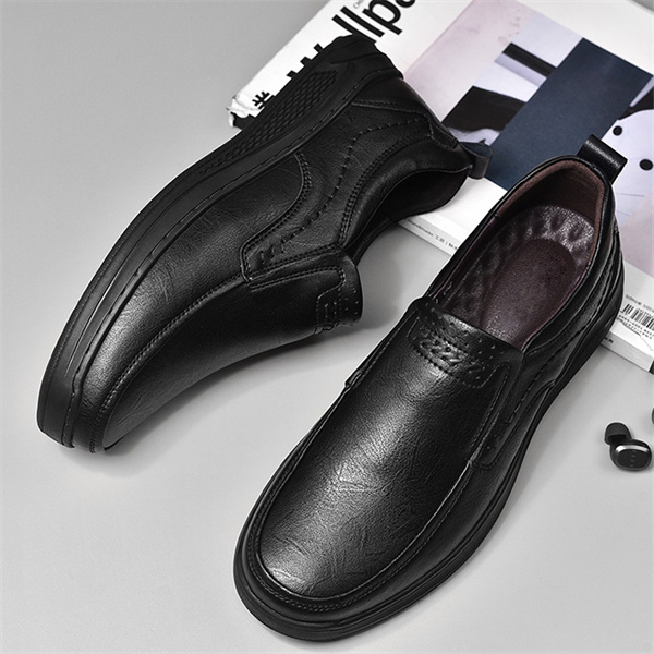 Men's genuine leather non-slip padded slip-on casual loafers
